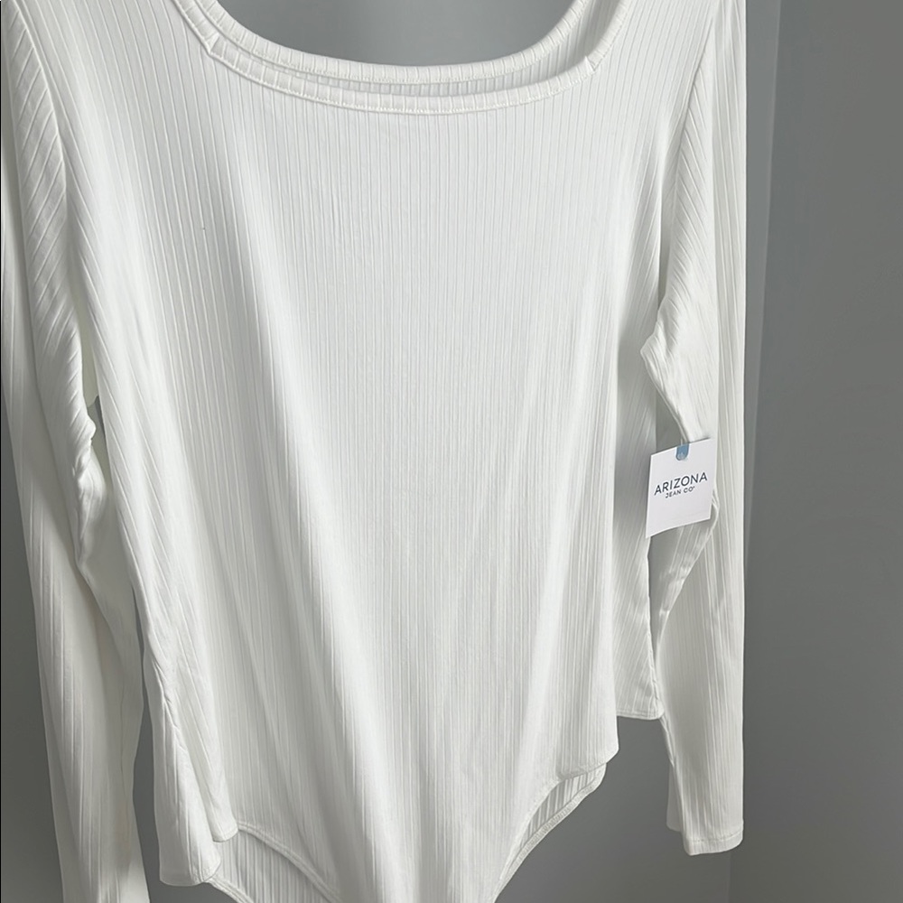 Arizona Jean Company White Ribbed Bodysuit